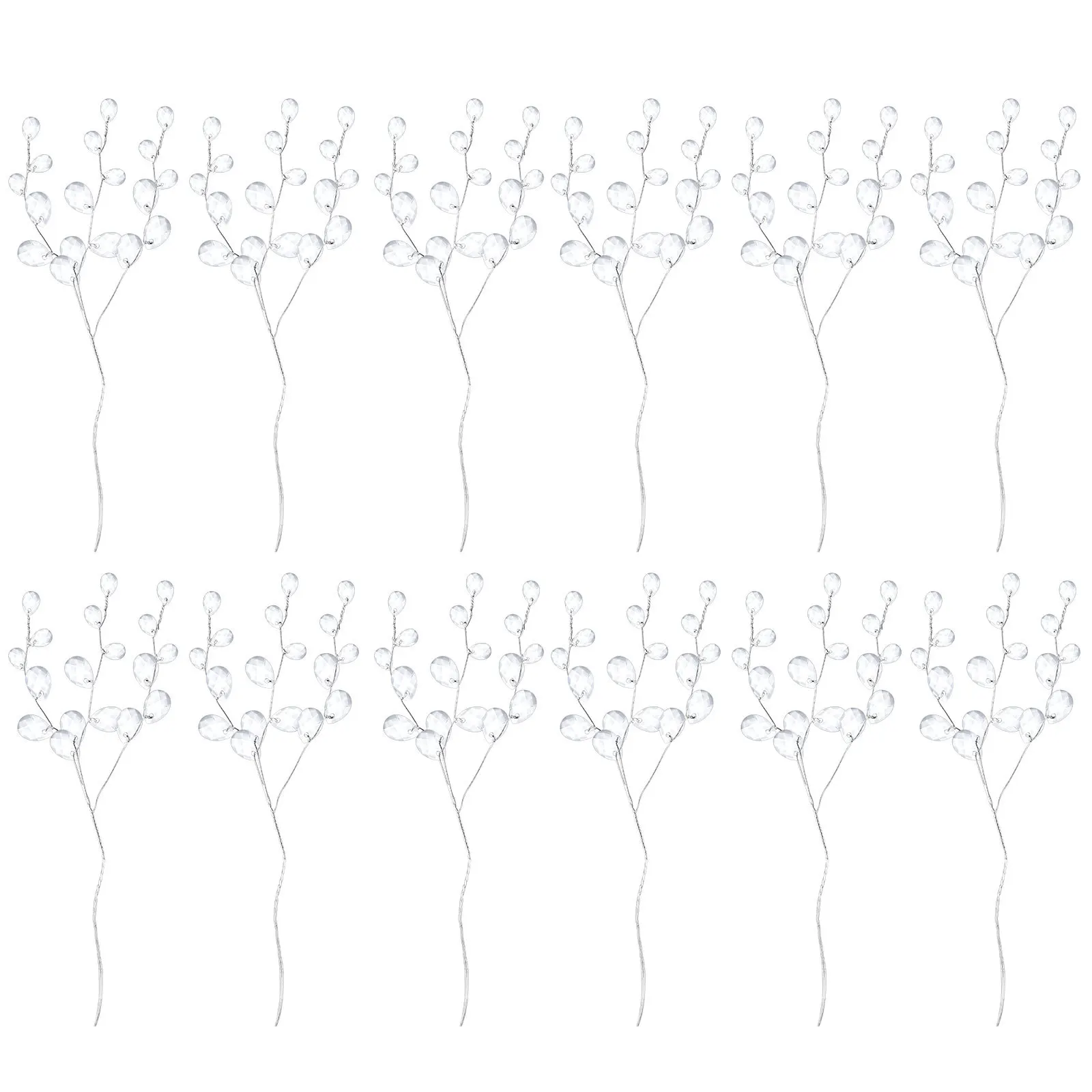 

50 Stems White Acrylic Bead Drops Artificial Bouquets DIY Decoration Acrylic Flower Branches Wedding Crafts Artificial Bouquets