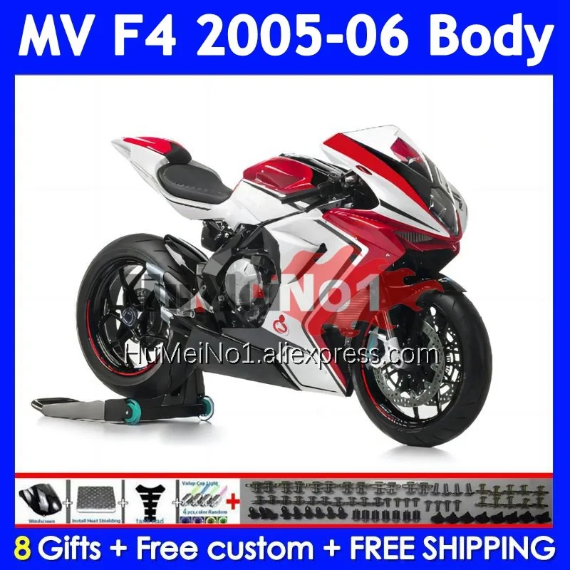 Body For Agusta MV F4 R312 750S 1000 R 750 1000CC White red 310No.80 1000R 312 1078 1+1 MA MV F4 2005 2006 05 06 Fairing Kit