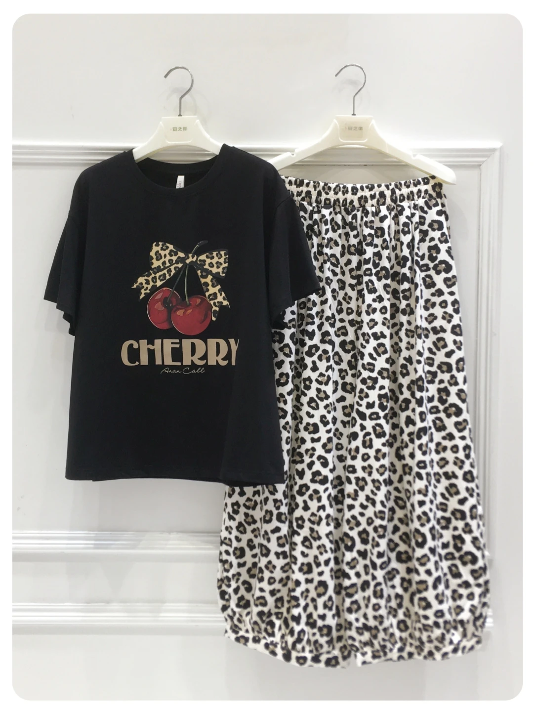 anziban-summer-sleepwear-women's-pure-cotton-short-sleeve-wide-leg-pants-thin-home-clothes-can-be-worn-outside