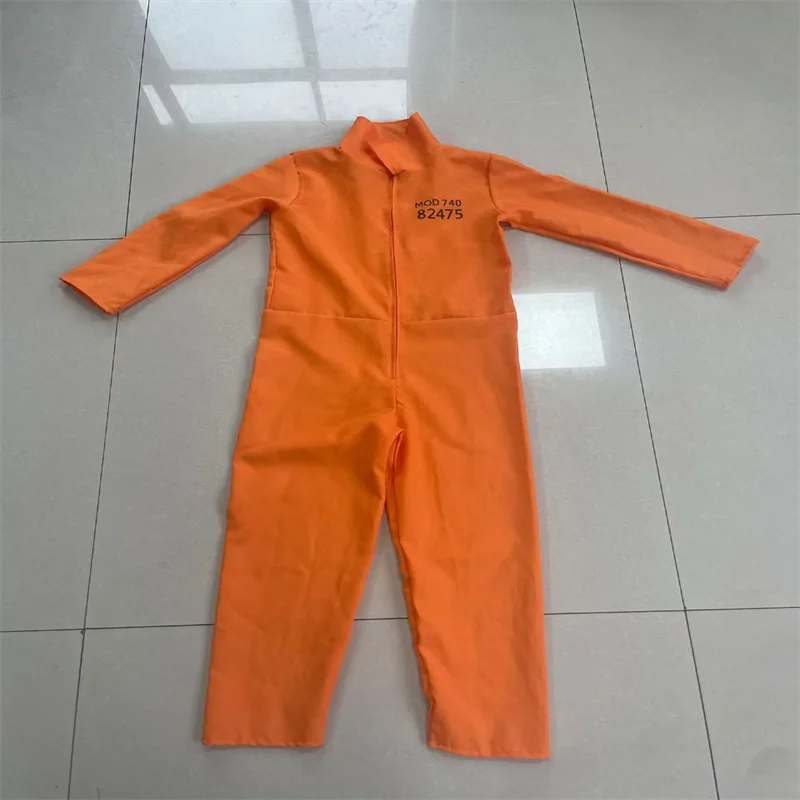 الرجال النساء البرتقال سجين بذلة تأثيري هالوين أزياء تنكرية للكبار الإجرامي Jailbird Inmate ارتداءها