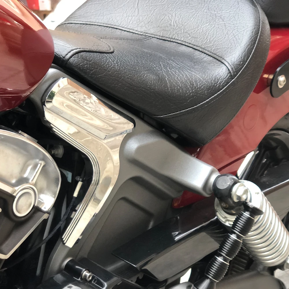 Motorcycle Mid Frame Trim Cover Side Fairing Chromeplate Sticker - Black/Chrome Fit For Indian Scout Bobber Sixty 2015-2024