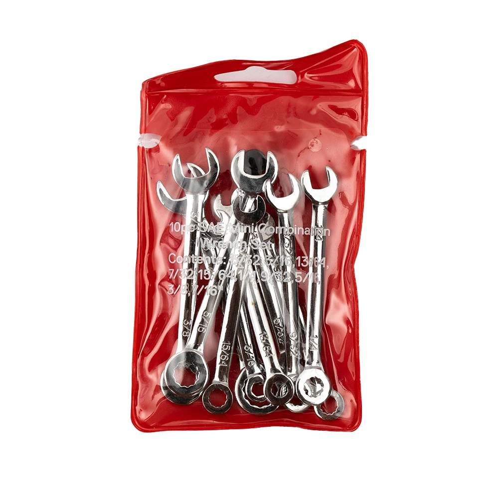 Handy Portable Tool 10pcs Combination Spanner Set for Metric and SAE Bolts and Nuts Quick Access and Efficient