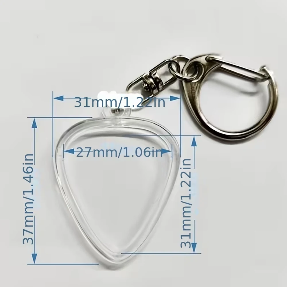 2-in-1 Guitar Pick Storage Keychain - Can Hold Guitar Picks and Photos at the Same Time, Heart-Shaped Transparent Case, Portable Transparent Storage Box (Pack of 2)