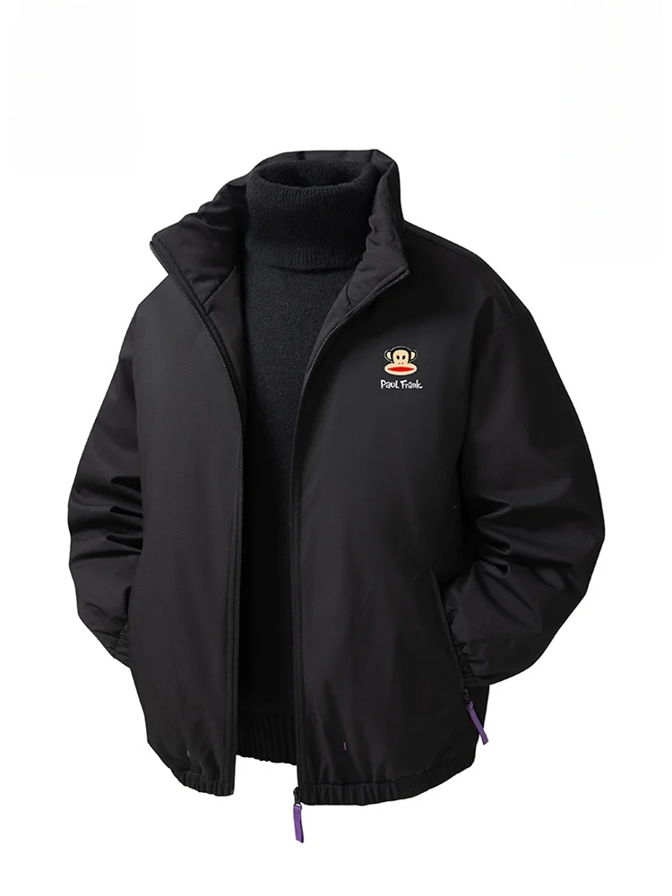 

PaulFrank Winter Thiened Stand Collar Cotton Jaet Men's Loose Bla Cotton Polyester Fiber Warmth Youth Faion Brand