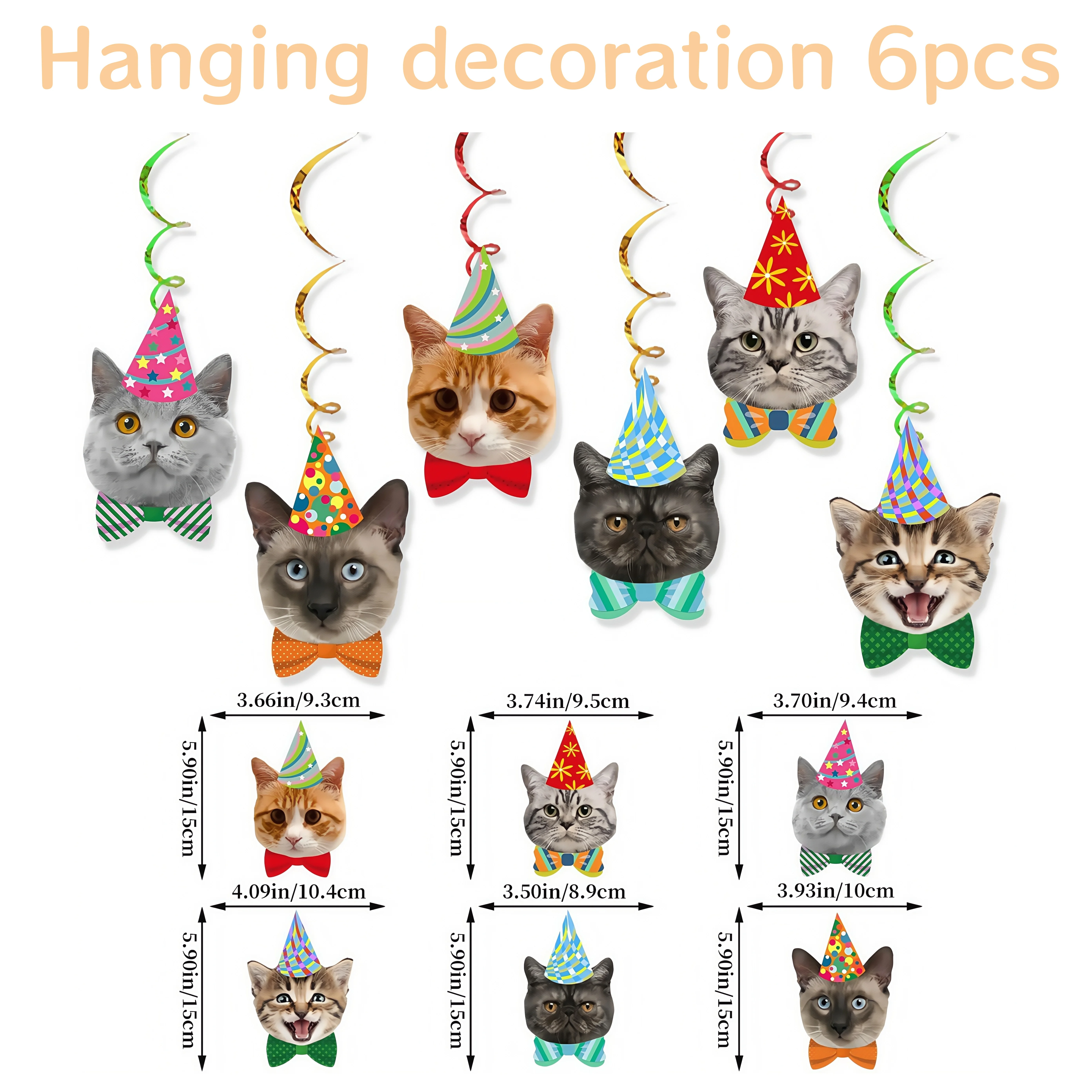 Geburtstagsparty-Dekoration mit Katzenmotiv, Banner „Happy Birthday“ für Kätzchen, Kuchendeckel, Zubehör für Geburtstagsdekorationen für Jungen und Mädchen – Detail 4