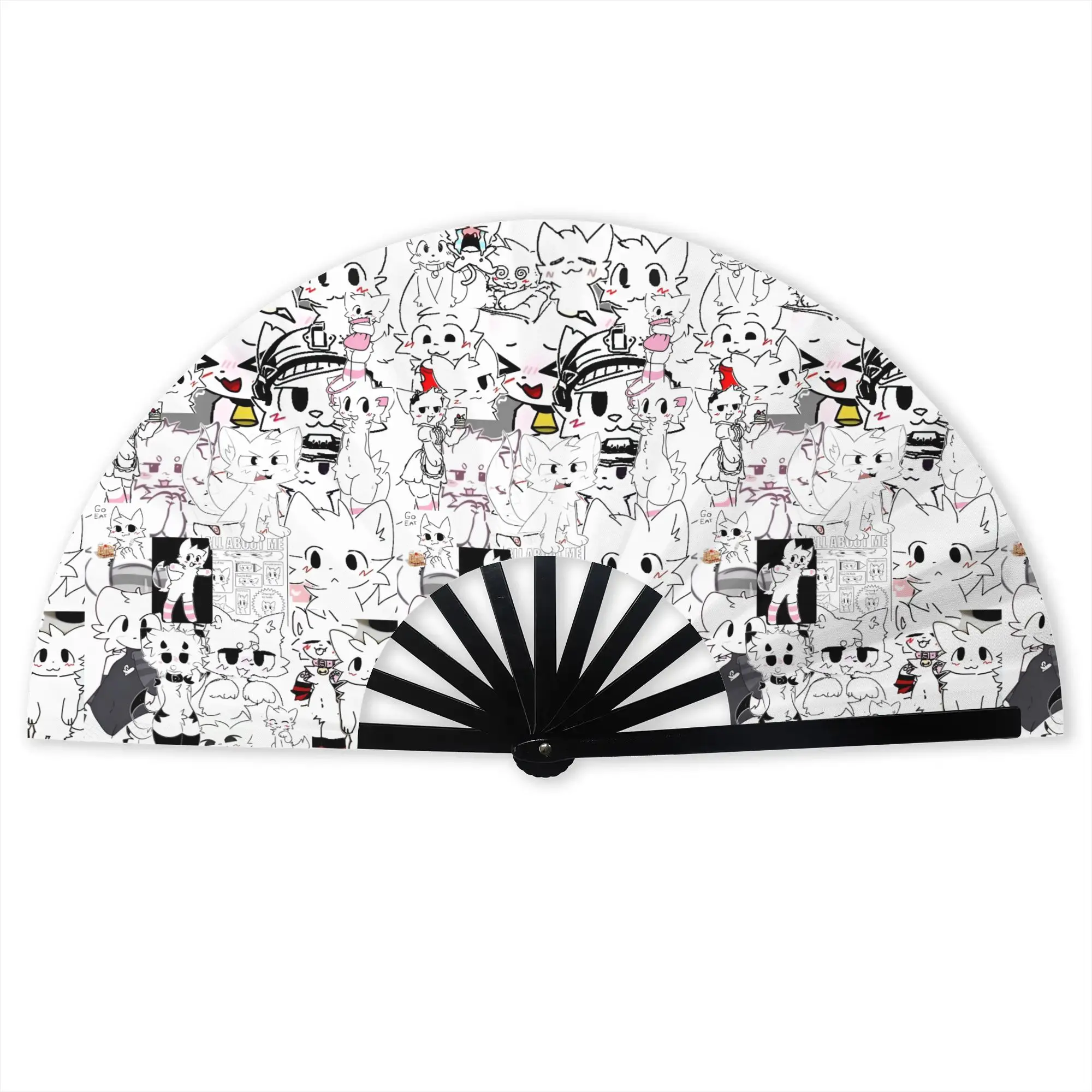 Custom Boykisser Silly Cat Hand Fan Promotional Gift Wedding Internet Popular Durable Folding Fans Creative Bulk Pack Fan