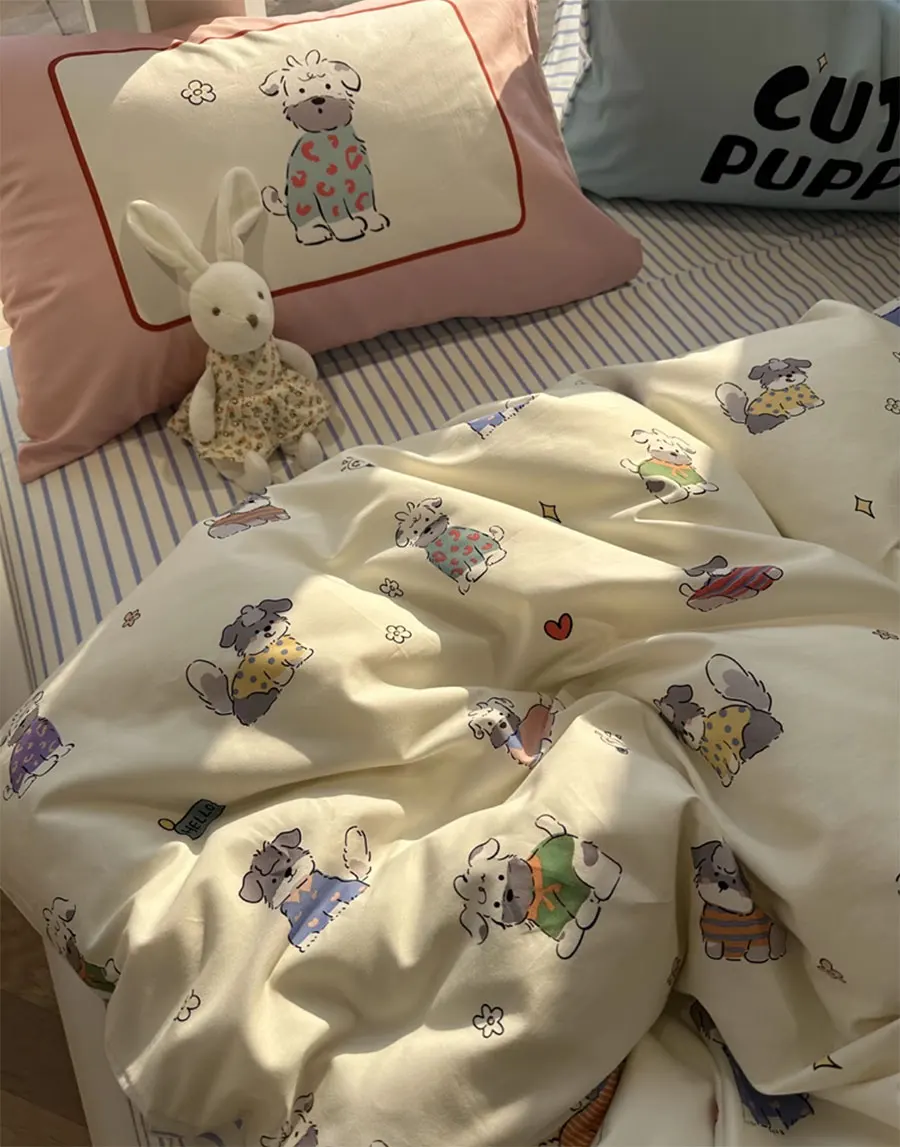 

Fashion cute cartoon dog bedding set kid teen boy,twin full queen lovely cotton home textile bed sheet pillow case quilt cover