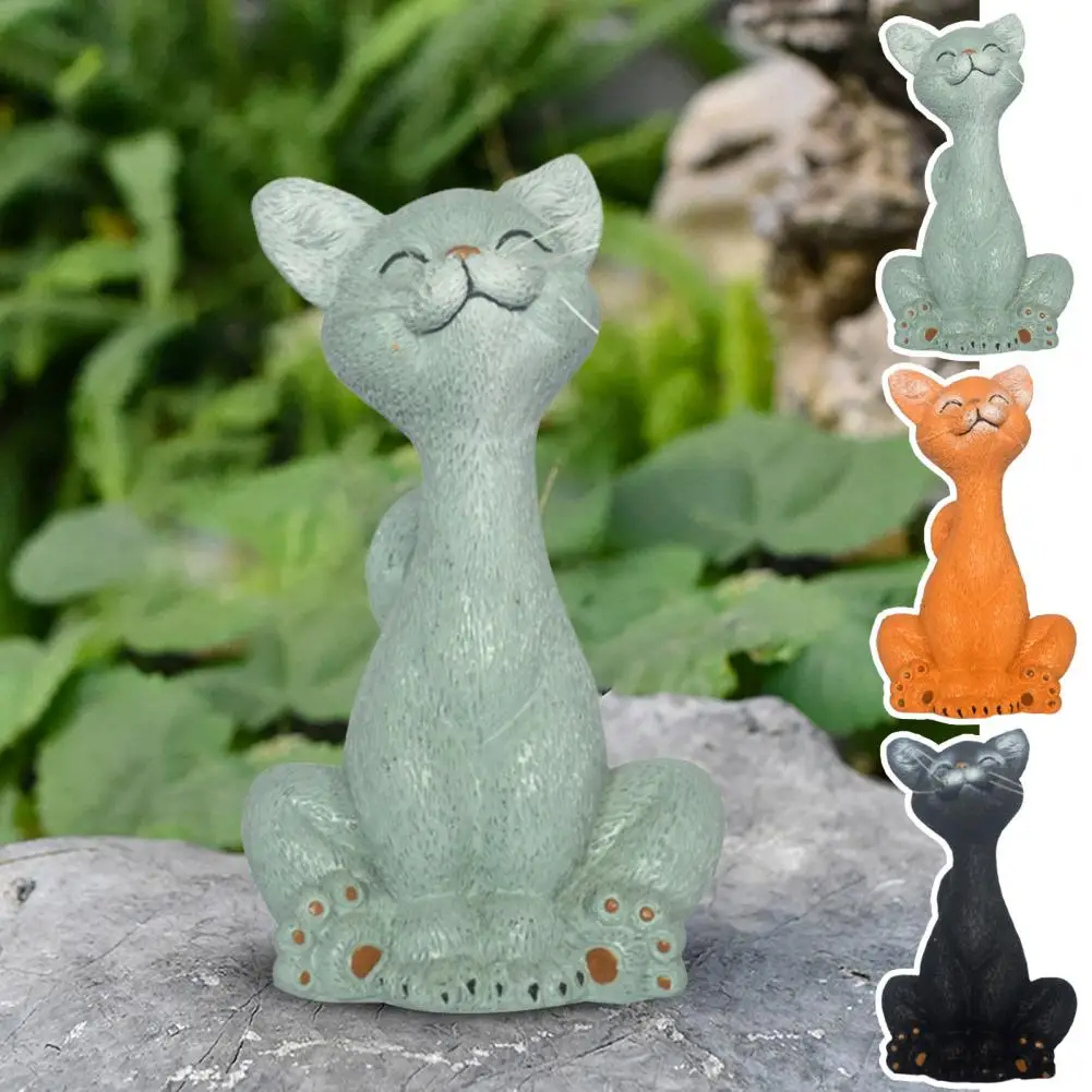 Decorative Cat Statue Whimsical Squatting Cat Statue Resin Figurine for Home Office Decor Cartoon Cat Ornaments Statues Lover