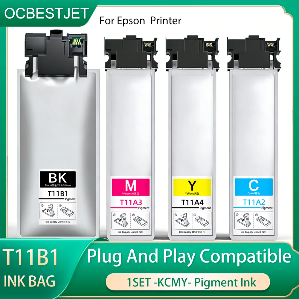 T11B1 T11A1 T11A4 Ink Bag With Pigment Ink Chip For Epson Pro WorkForce WF C5310 C5390 C5810 C5890 Australia Version