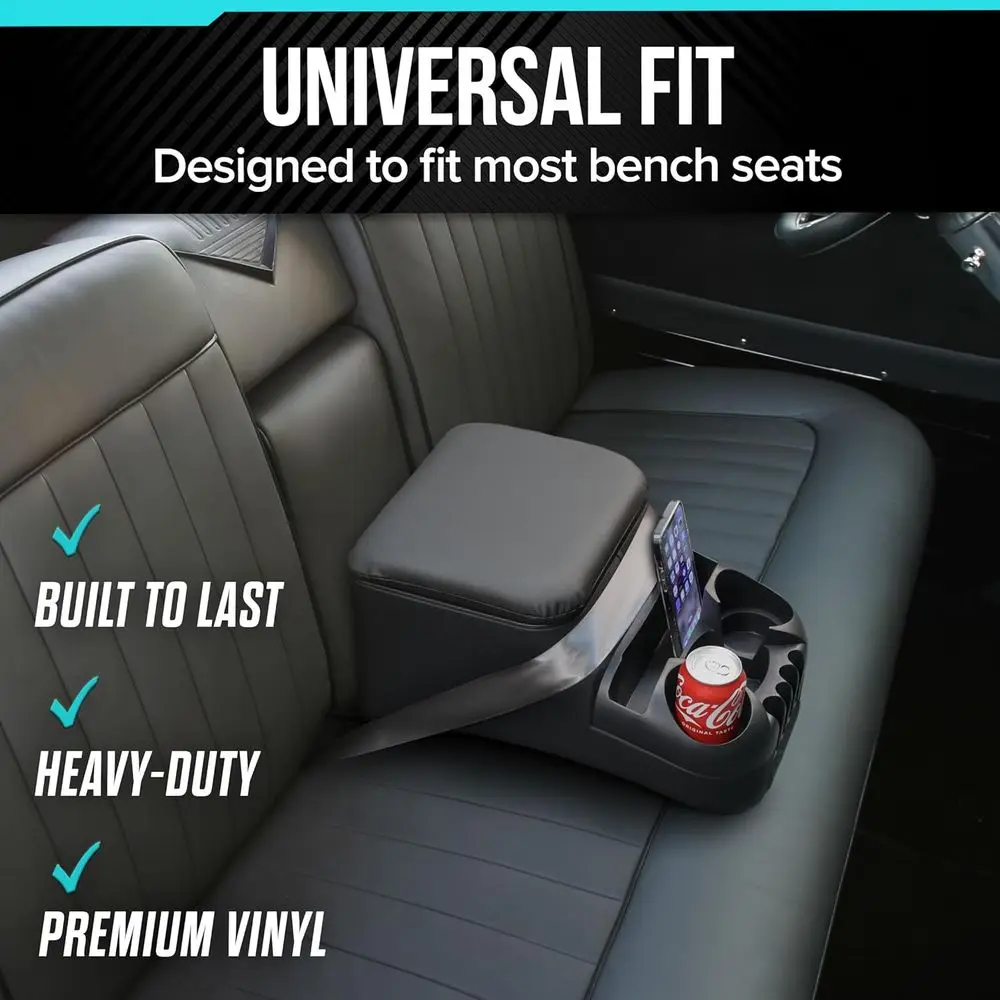 Moblorg Center Console for Truck Bench Seats, Vehicle Organizer, Medium, Made in USA (Black) view 2