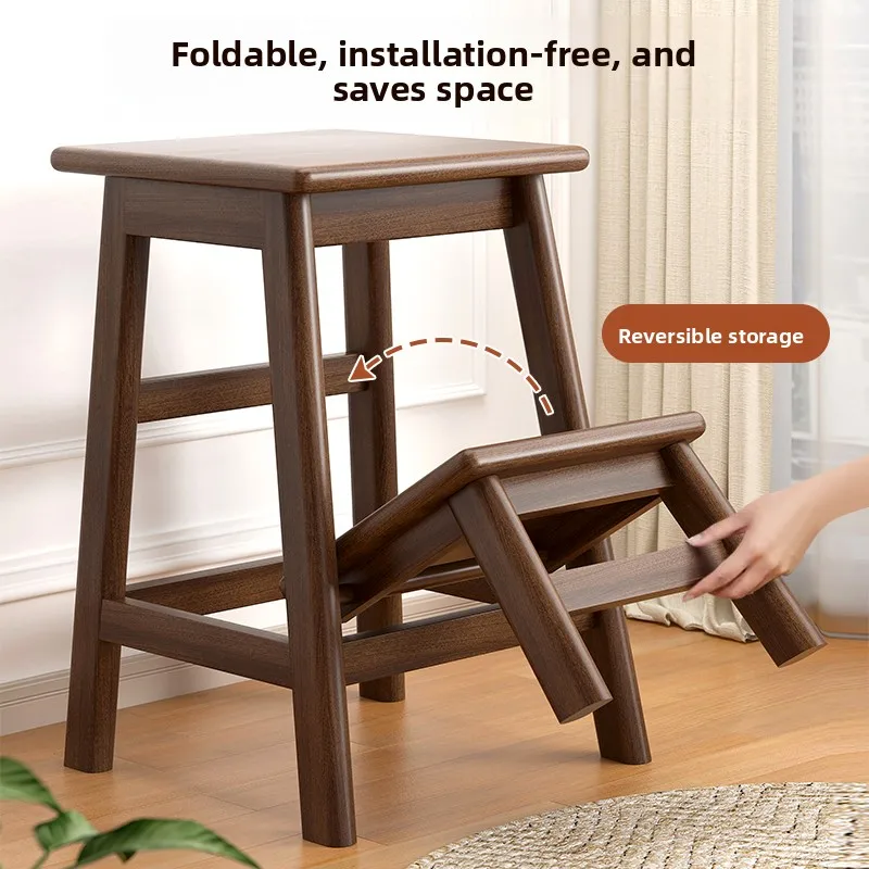 Solid wood ladder stool, kitchen ladder, folding ladder stool, solid wood bar stool, flower rack, solid wood storage rack