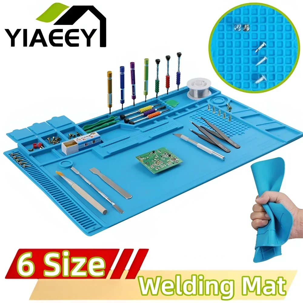 Welding Mat Heat Insulation Working Pad Silicone Soldering Mat Soldering Work Station Pad for Phone Welding Repair Tool