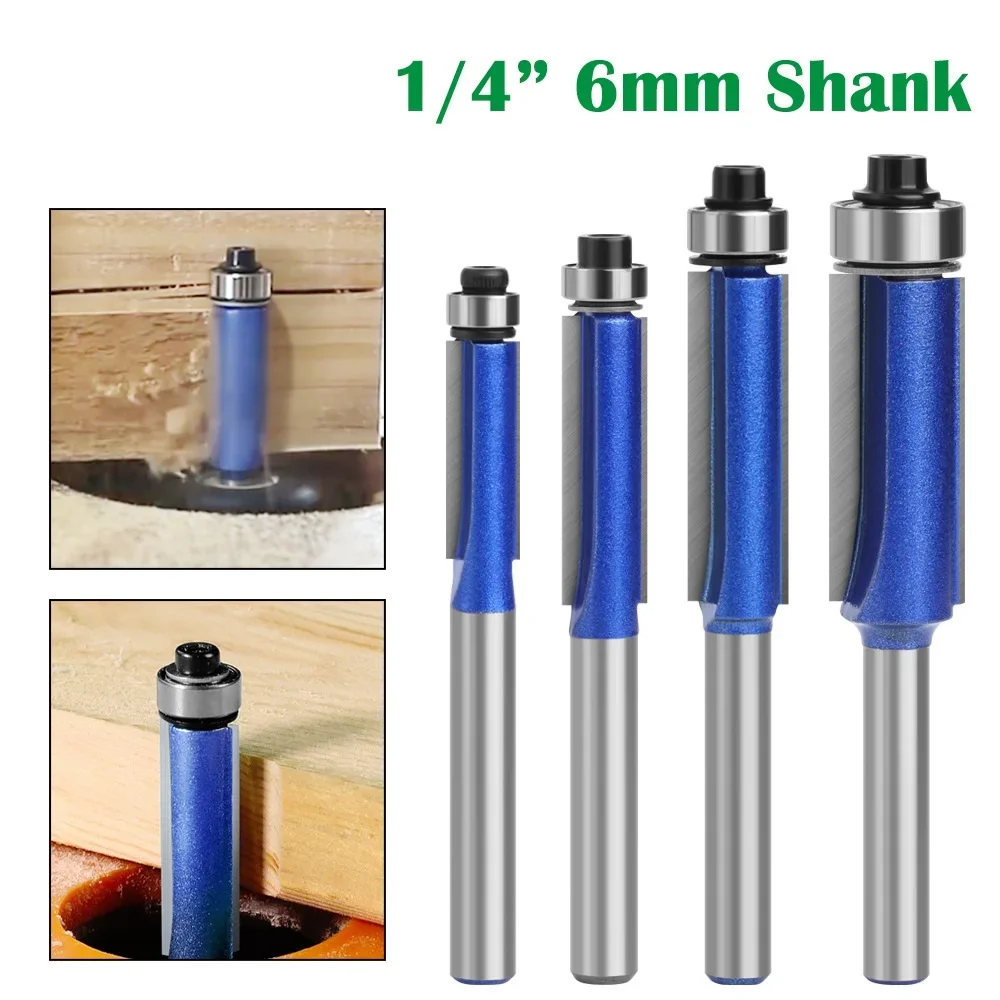 1pc 6mm 1/4 shank high-quality Milling Cutter Flush Trim With Bearing Router Bit set for Woodworking