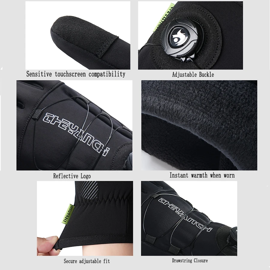 TRALOW 겨울 장갑 남녀 공용 추운 날씨 방한 미끄럼 방지 및 열 보온 러닝 사이클링 스키 스노보드 하이킹용