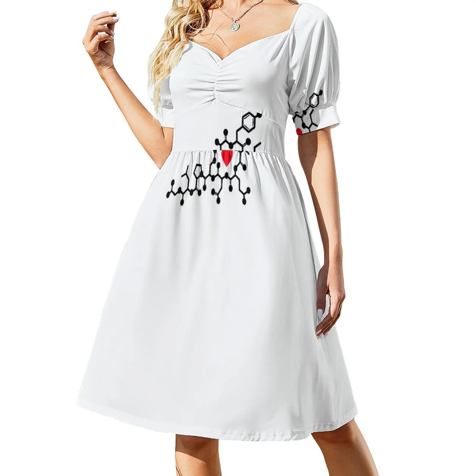 

Oxytocin Love Molecule Short Sleeved Dress chic and elegant evening dress Female dress Casual dresses
