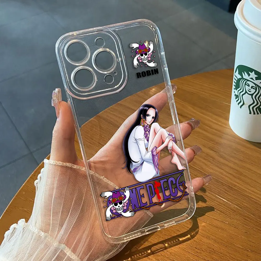 One P-Piece Luffy Zorro Ace Robin Clear Phone Case For Redmi Note 15 14 13 12 11 11T 11S 10 9 10S 9S 8 Pro Max Plus Case Cover