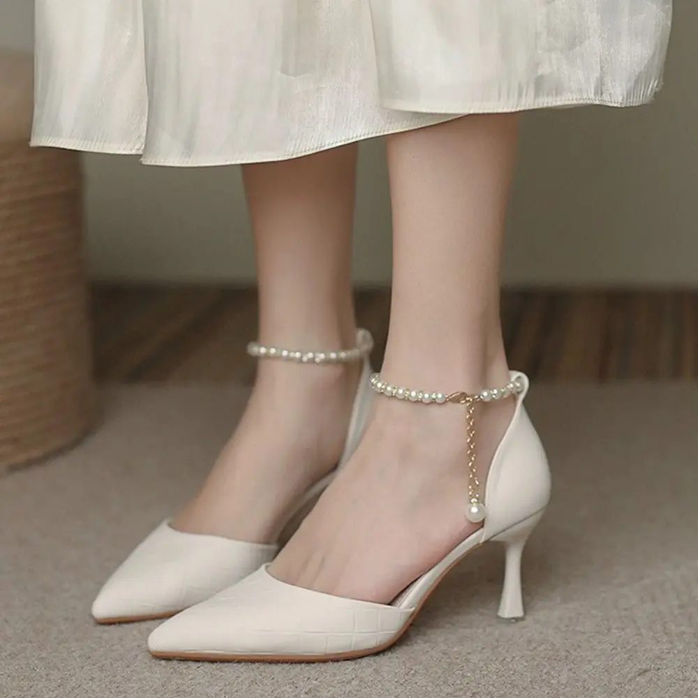 Decorations High Heel Ankle Chain Ankle Holding Pearl Heels Band Women Shoelaces High Heels Chain High-heeled Shoes Straps