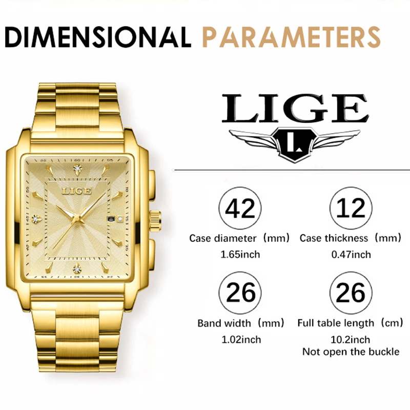 LIGE Fashion Luxury Quartz Man Watch Business Diamond Waterproof Luminous Wristwatches for Men Steel Belt Relogios Masculino+Box