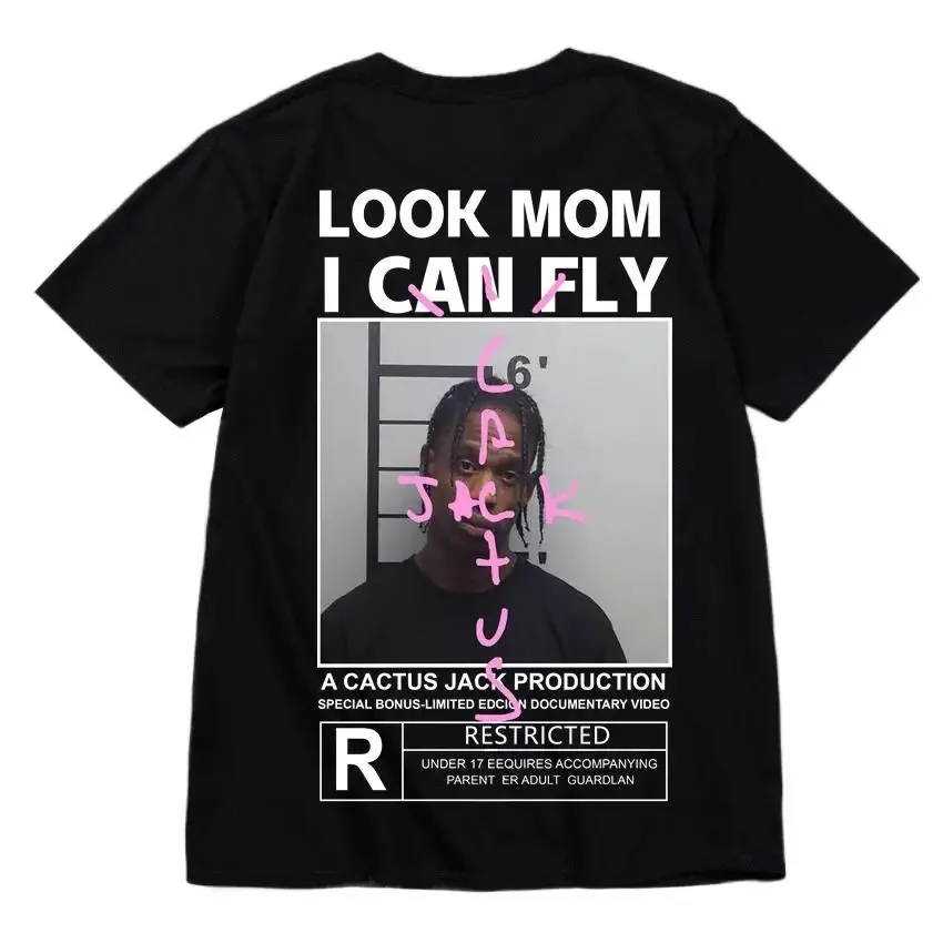 2024 New Cactus Jack T-shirt High Quality Cotton Men Women LOOK MOM I CAN FLY Tee ASTROWORLD Hip Hop Short Sleeve Tshirts Tops