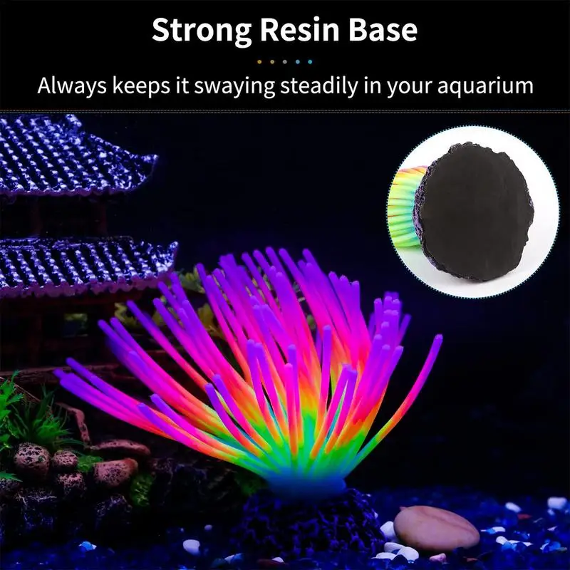 Aquarium Landscape Decoration Aquarium Imitative Iridescent Silicone Sea Urchin Ball Artificial Fish Tank Decor With Glow Effect