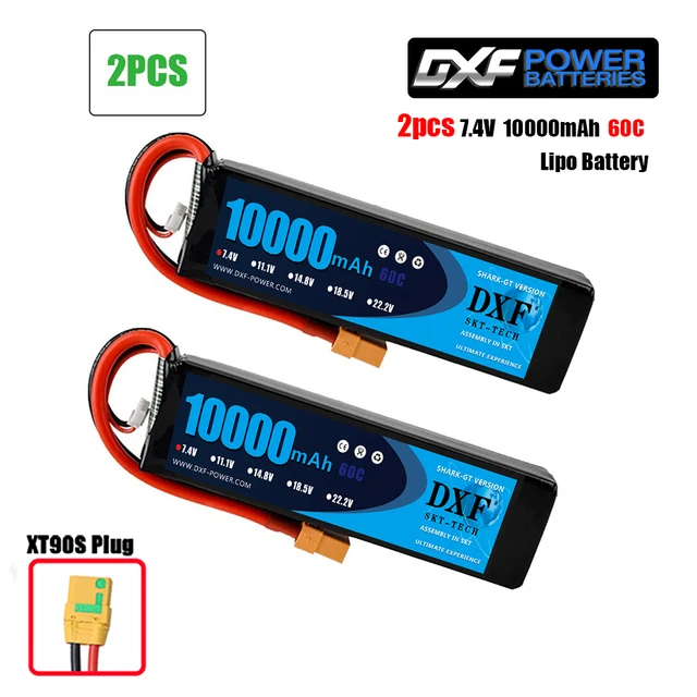 DXF 2PCS 7,4 V 2S 12000mah 10000mah 9300mah Lipo Batterie XT60 für RC Auto Boot lkw Drone FPV Walkera QR X350 Quadcopter Teile