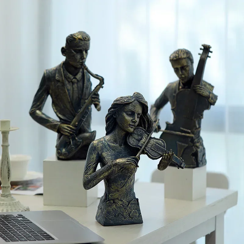European Saxophone Violin Band Figure Sculpture Porch Living Room Bedroom Desktop Dining Table Home Crafts Ornament Decoration
