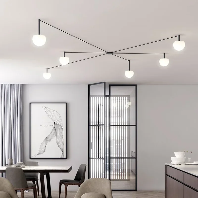 

Tiramolla Modern Minimalist black line light Nordic Glass Ball Hanging Lamp for Bedroom Designer dining table lights