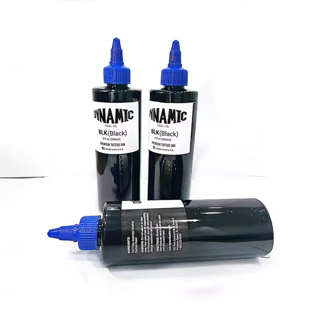 BLK Tinta de tatuaje negra 8 oz Calidad premium para artistas de tatuajes TBK Triple botella de tinta negra 240 ml Cobertura excepcional de la piel