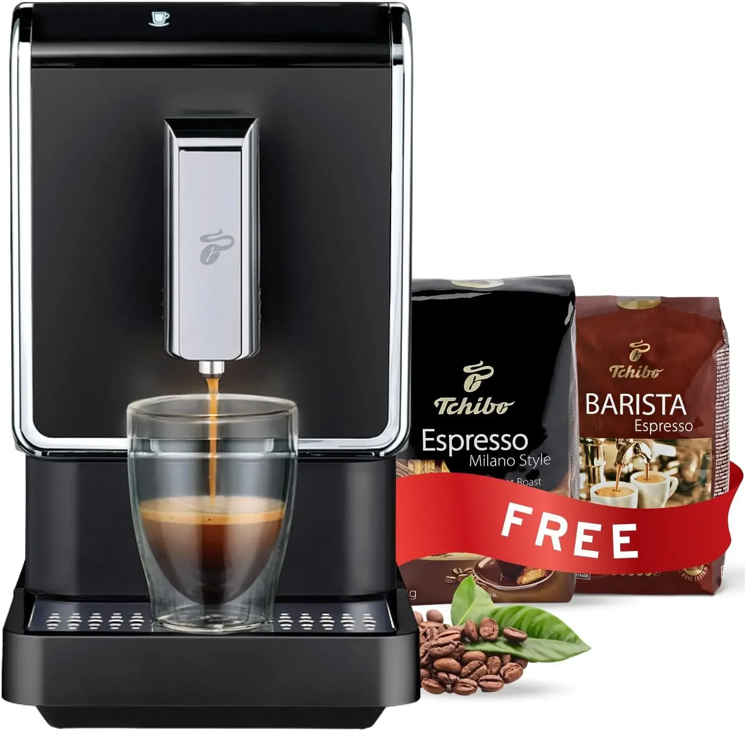 

home.Automatic Espresso & Coffee Machine Bundle with Built-in Grinder, Comes With 2 x 17.6 oz. Bags of Whole Bean Coffee, Black