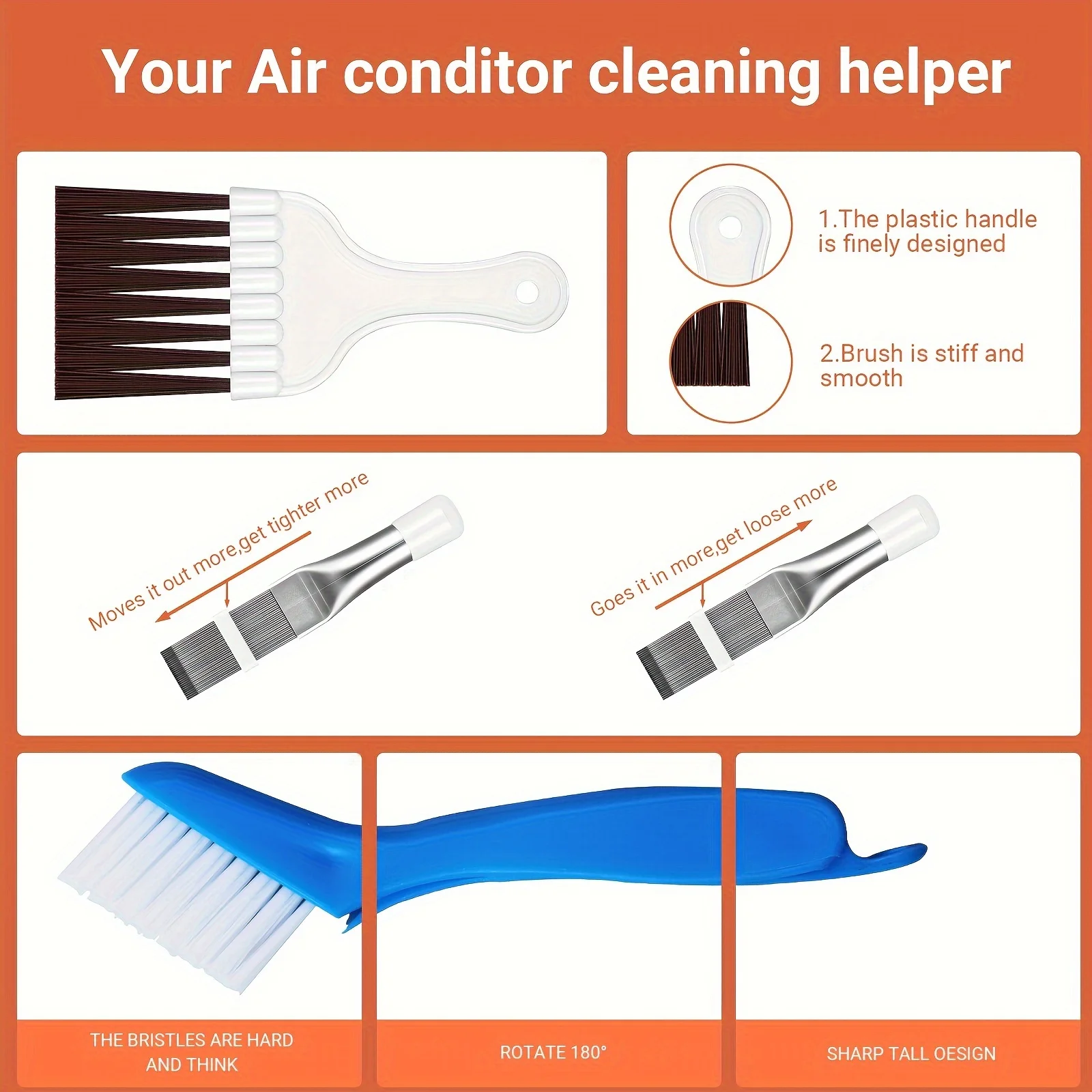 3pcs Air Conditioner Cleaning Kit Conditioning Fin Comb Condenser Radiator Remove Dust Tool Frozen Repair Household Cleaner Set