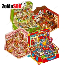 New! Amazing Treasure Style Miniature 3D Landscaping Stickers DIY Sticker Cabin Scene Cute Kid Child Classmate Festival Gift