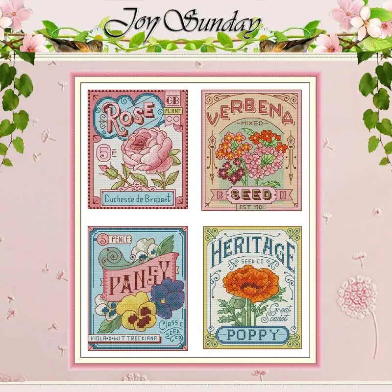 

Flower's Illustrated Book Patterns Counted Cross Stitch Set DIY 11CT 14CT 16CT Cross-stitch Kit Embroidery Needlework Home Decor