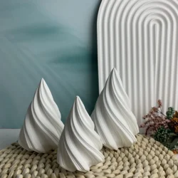 3D Conical Irregular Candle Mold Silicone Abstract Spiral Stripe Candle Mold Decor Rotate Christmas Tree Candle Silicone Mold