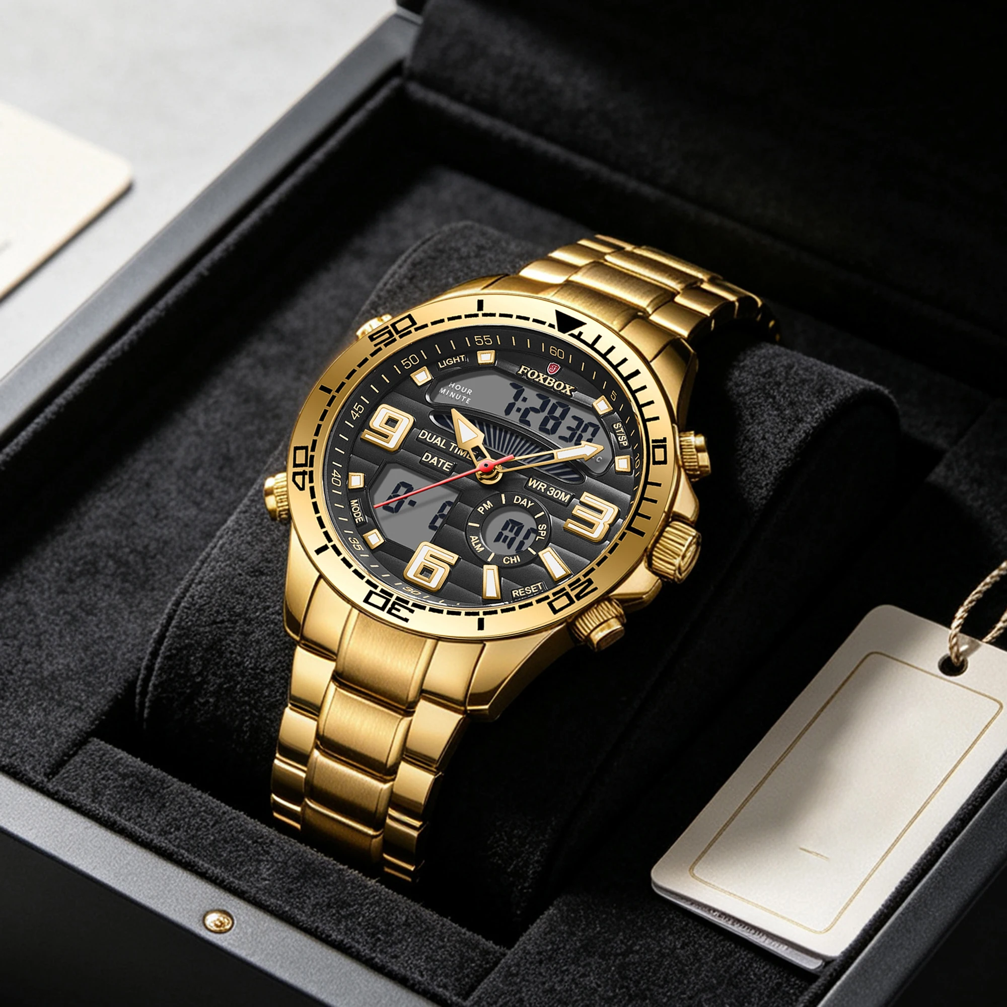 FOXBOX Digital Men Military Watch Waterproof Wristwatch LED Quartz Clock Sport Watch Male Big Watches Men Relogios Masculino+Box