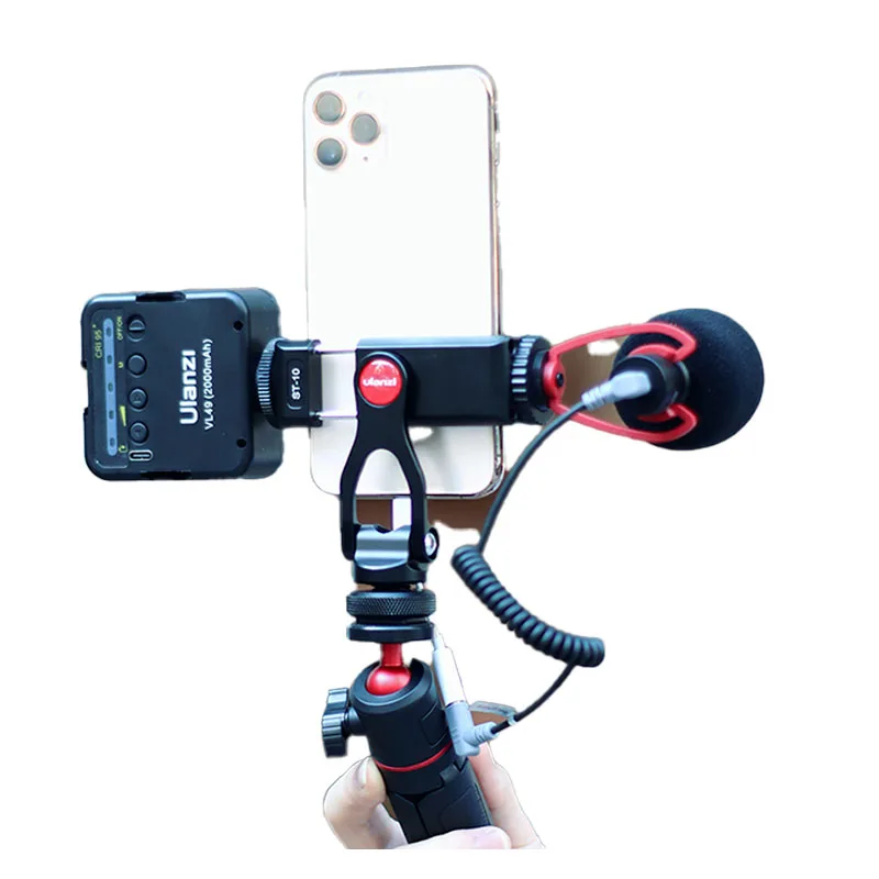 オリジナルUlanzi ST-10メタルフォンホルダーVlogデュアルコールドシュー多機能フォンデスクトップスタンド360 °   写真ライブストリーミング