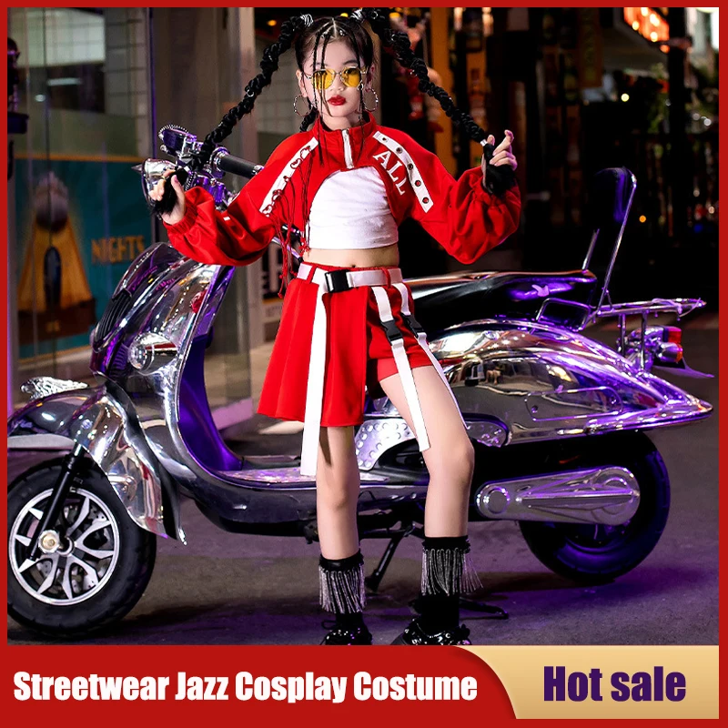 

Girls Hip-hop Street Dancing Costumes Kids Jazz Dance Trendy Clothing Teenage Stage Shows Performance Cool Runway Wear Outfit