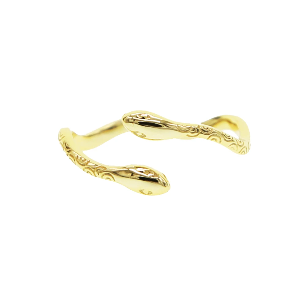 925 Sterling Silver Simple Animal Cobra Adjustable Finger Rings for Women Brass 18K Gold Plated Color Fine Jewelry for Party