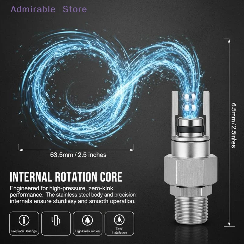 [W]3/8 Inch Male Pressure Washer Swivel Fitting Anti-Twist Leak Resistant for Outdoor Patio Cleaning Power Washer Accessory