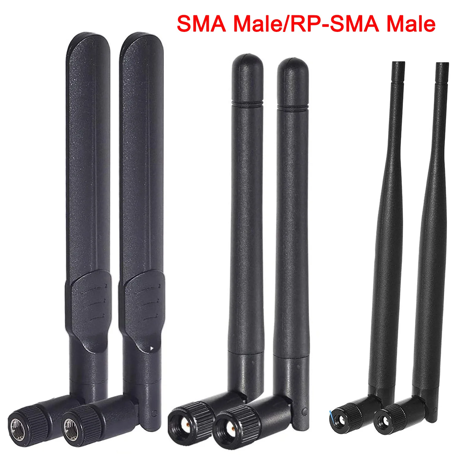 2Pcs Dual Band WiFi Antenna 2.4GHz 5GHz 5.8GHz SMA RP-SMA Male Antenna Connector for WiFi Router Wireless Network Card USB