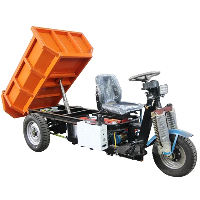 Mini dumper sotterraneo per estrazione mineraria triciclo da carico elettrico a 3 ruote da 1 tonnellate 2 tonnellate 3 tonnellate