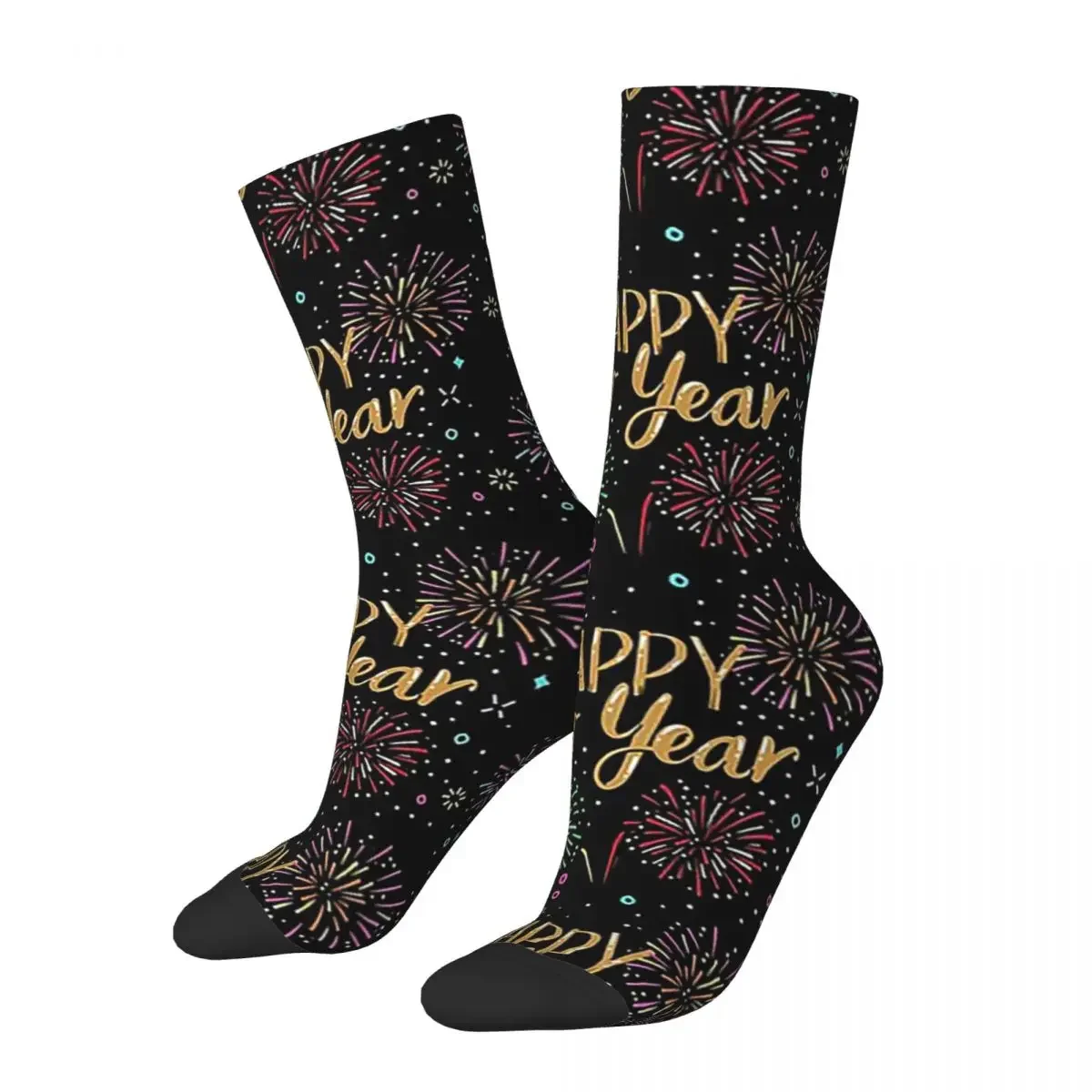 Happy New Year Holiday Fireworks Celebration Gift Socks Harajuku Sweat Absorbing Stockings All Season Long Socks Accessories