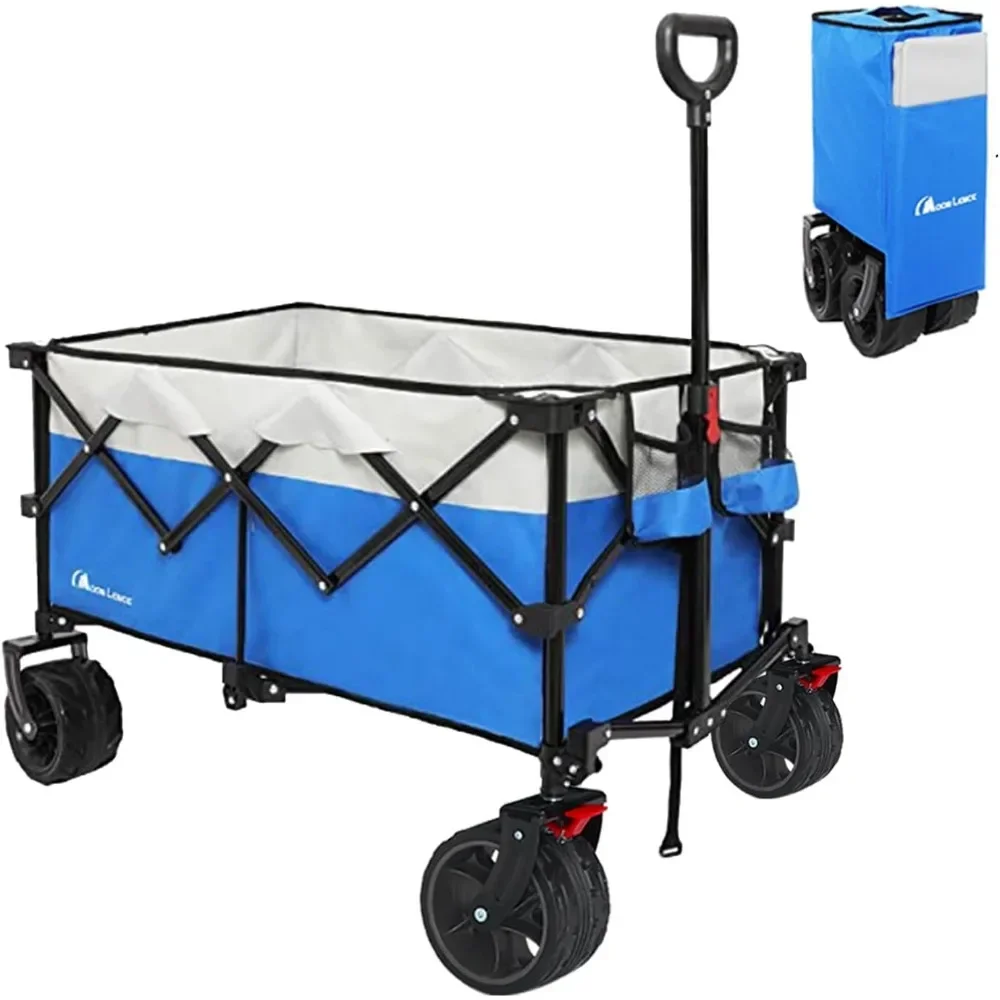 Garden Cart, All-Terrain Portable Hand Folding Gardens Carts with Adjustable Handle & Drink Holders, Garden Cart