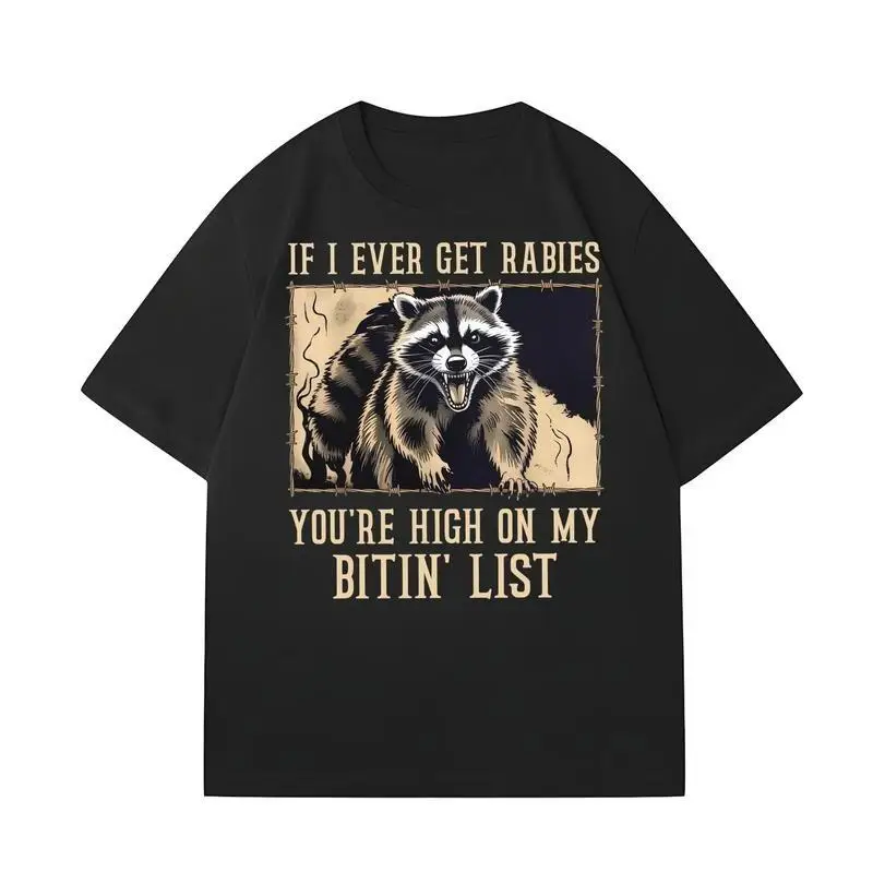 

Oversized Raccoon Print T-shirt, Spooky Grunge Style Top, Unisex Summer Casual Streetwear, Unique Creative Gift Idea