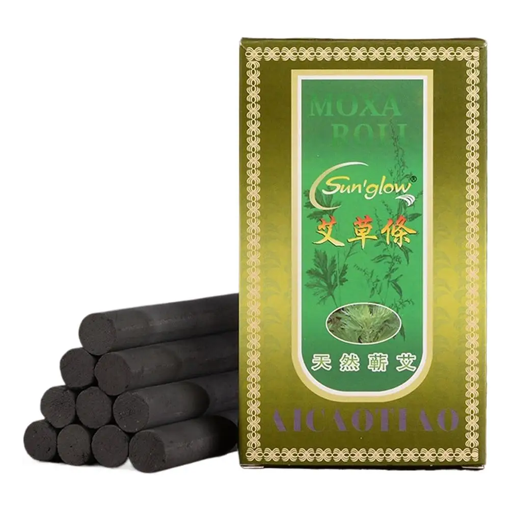 10pcs Low Smoke Moxa Sticks Funiu Mountain Mugwort Carbonized Cotton Clean Combustion Even Burn High Temperature Process