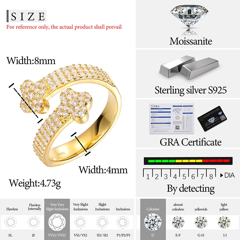 New Style Unisex Rings Moissanite Diamond With Certificate S925 Original Sterling Silver Hip Hop Fine Jewelry For Men Gifts