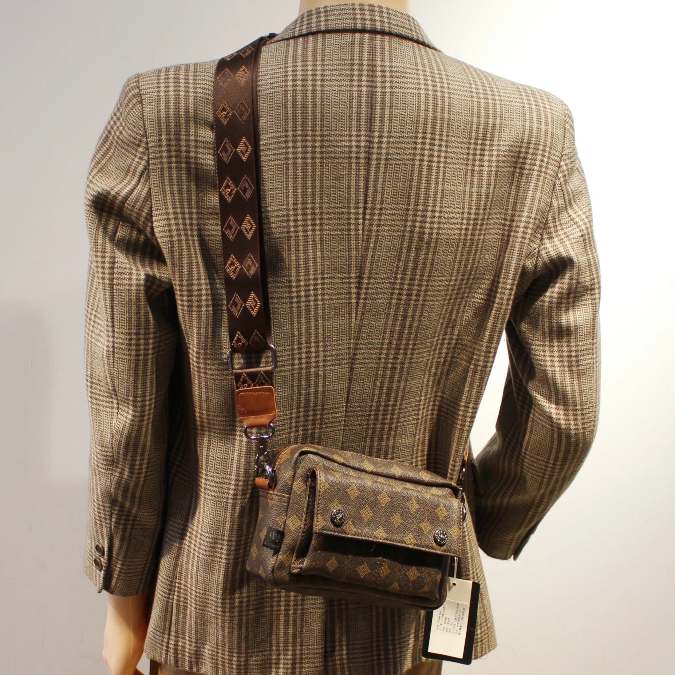 

Мужская повседневная сумка через плечо TeeBox, модная универсальная сумка в клетку, коричневая сумка с цветочным принтом, сумка для мобильного телефона, сумка для отдыха