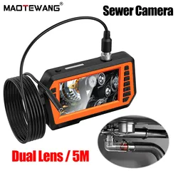 Dual Lens Industrial Endoscope 4.3 Inch  8mm Dual Camera IP67 Waterproof  Inspection Camera Digital Borescope 2600mAh Batter