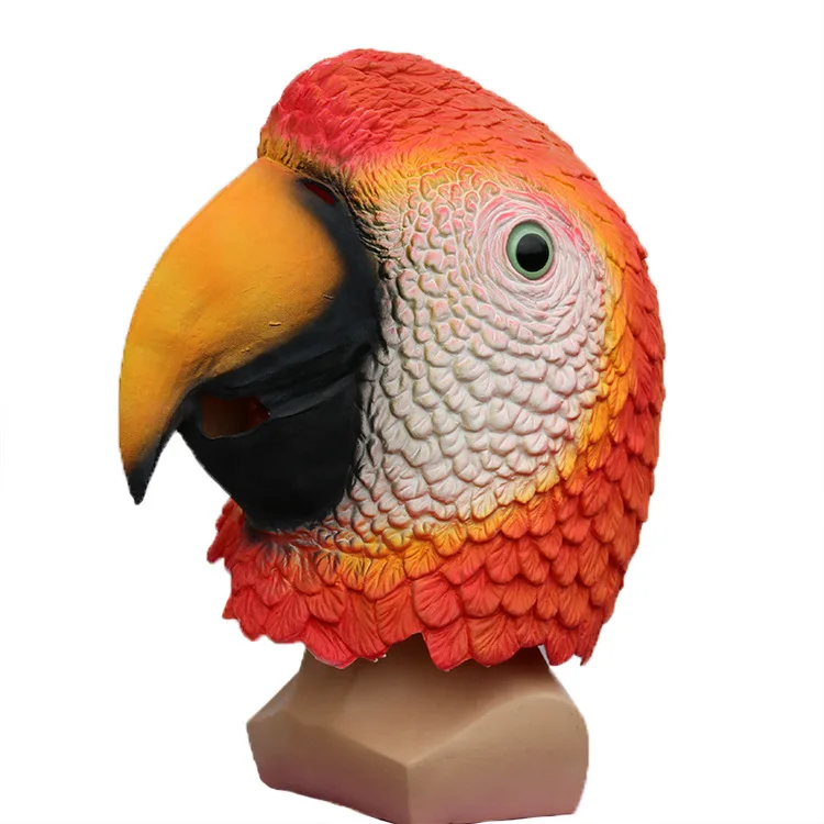 

Funny Red Parrot Mask Latex Animal Mask Halloween Masquerade Party Cosplay Costume Props Accessories