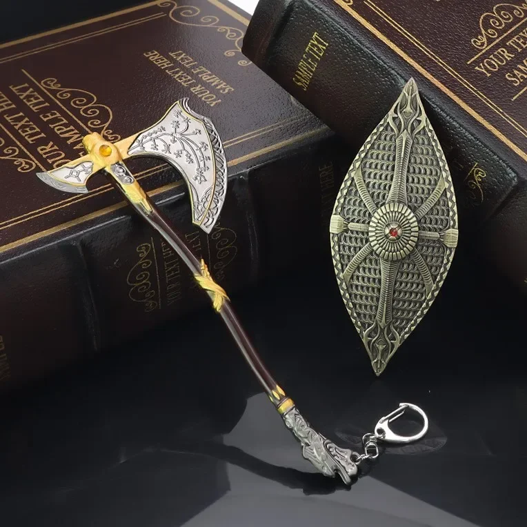 

18cm God of War Weapon New The Leviathan Axe Kratos Weapon Model Keychain Game Peripheral Katana Metal Sword Toy for Kid Gift