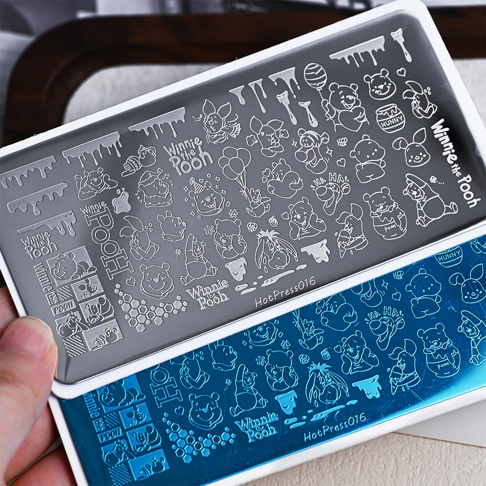 6 × 12 センチメートル 3D ミッキー & ミニー & クマ & キティ猫ネイルアートテンプレートステンレス鋼かわいい漫画ミッキーネイルスタンピング DIY マニキュアツール